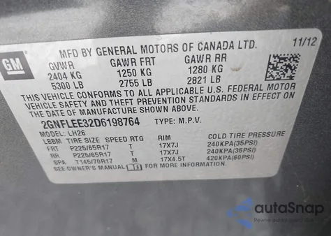 2013 Chevrolet Equinox 1Lt z USA, uszkodzony, nr VIN 2GNFLEE32D6198764